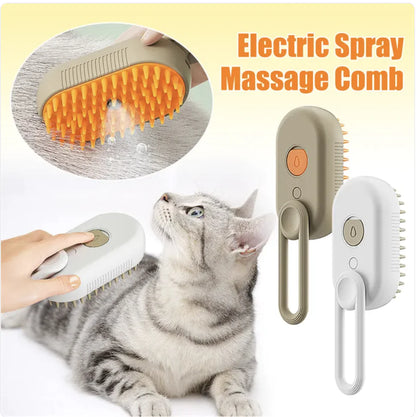 3-in-1 Electric Pet Brush - Steam, Massage, and Hair Removal